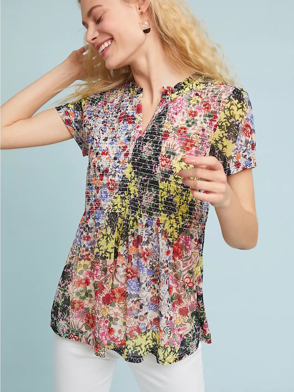 Anthropologie Akemi + Kin Grace Smocked Top